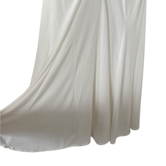 Ieena for Mac Duggal Fold Over Ruched One Shoulder White Dress (Hemmed) - Picture 7 of 13
